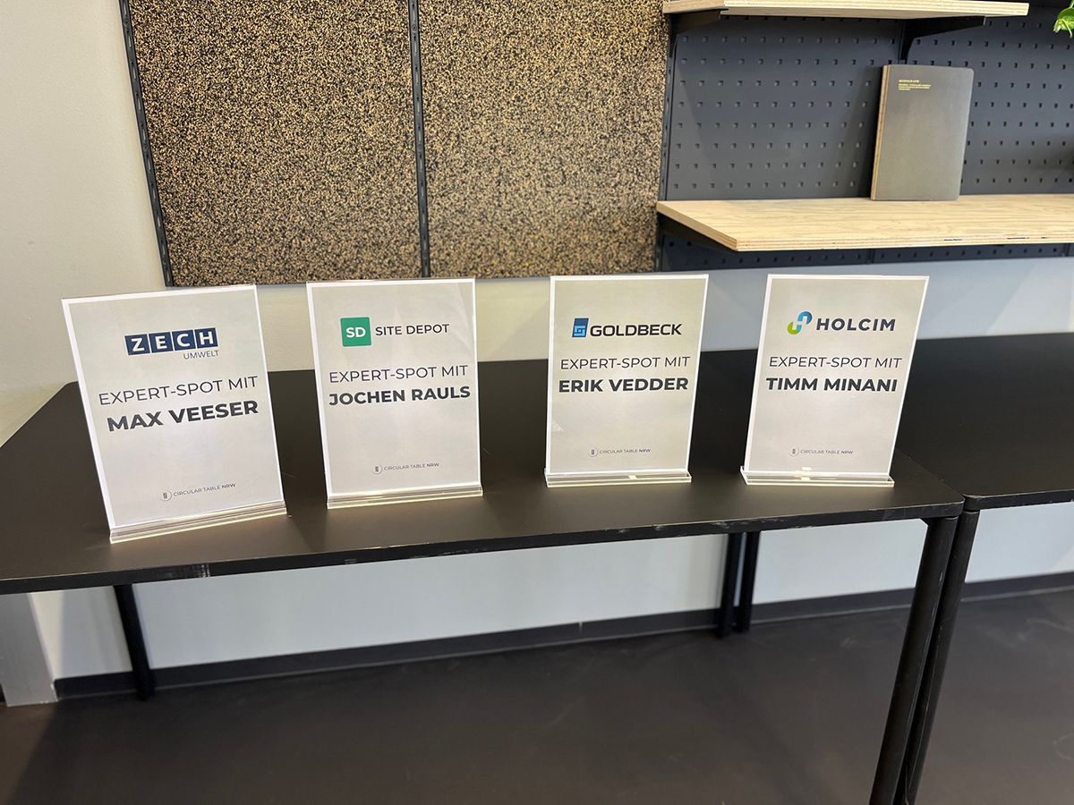 N1 Circular Table Experten: Erik Vedder von Goldbeck, Timm Minani von Holcim, Maximilian Veeser von ZECH Umwelt